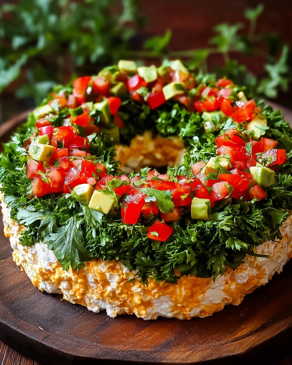 Christmas Taco Cheese Ball Wreath Recipe - Recipe Image