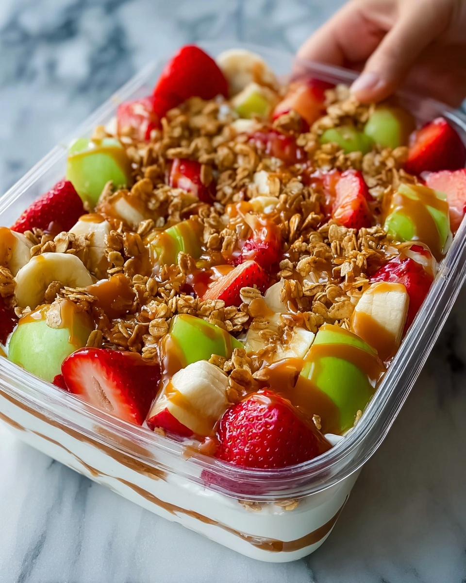 Cheesecake Fruit Salad with Caramel Drizzle Recipe - Recipe Image