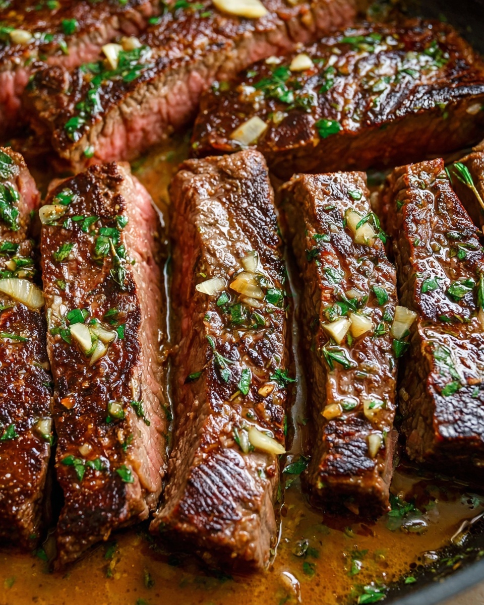 Garlic Butter Skillet Flank Steak Oven Recipe - Recipe Image