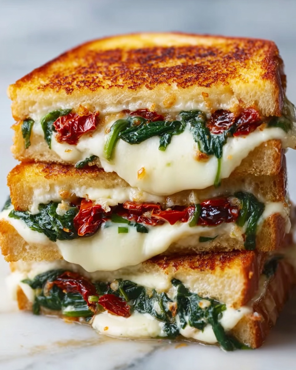 Sun-Dried Tomato, Spinach, and Ricotta Grilled Cheese Recipe - Recipe Image