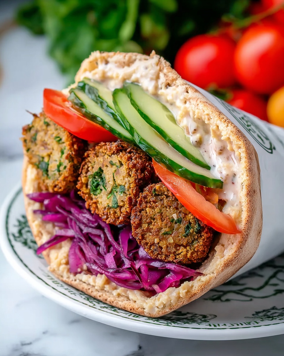 Falafel Wrap with Hummus, Fresh Vegetables, and Tahini Dressing Recipe - Recipe Image