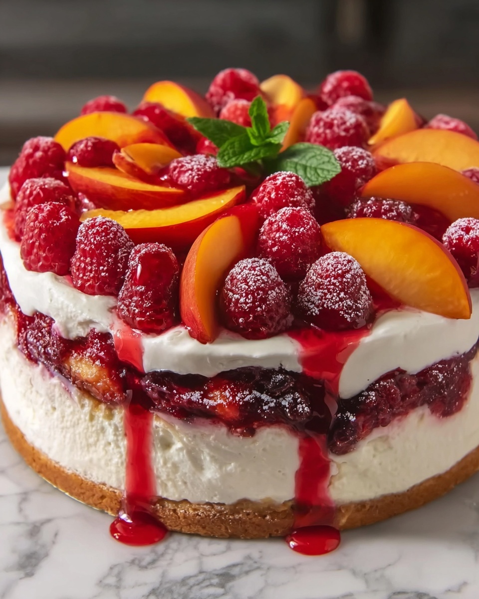 Raspberry Peach Greek Yogurt Cake Recipe - Recipe Image
