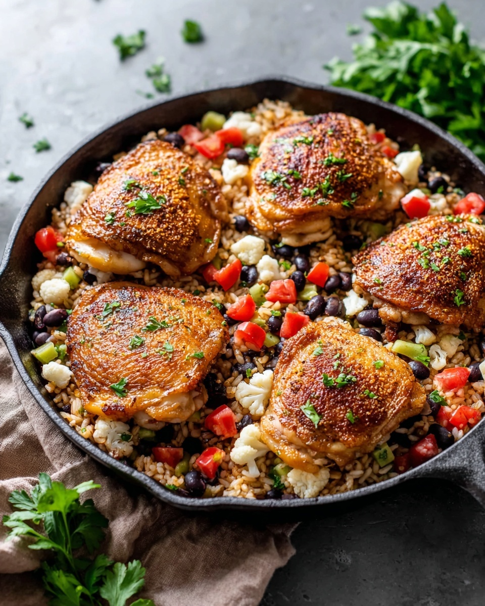 Salsa Chicken and Cauliflower Rice Skillet Recipe - Recipe Image