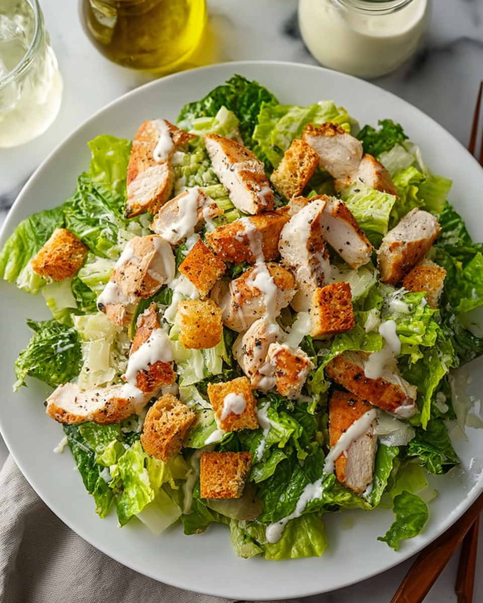 Best Chicken Caesar Salad with Homemade Croutons Recipe - Recipe Image