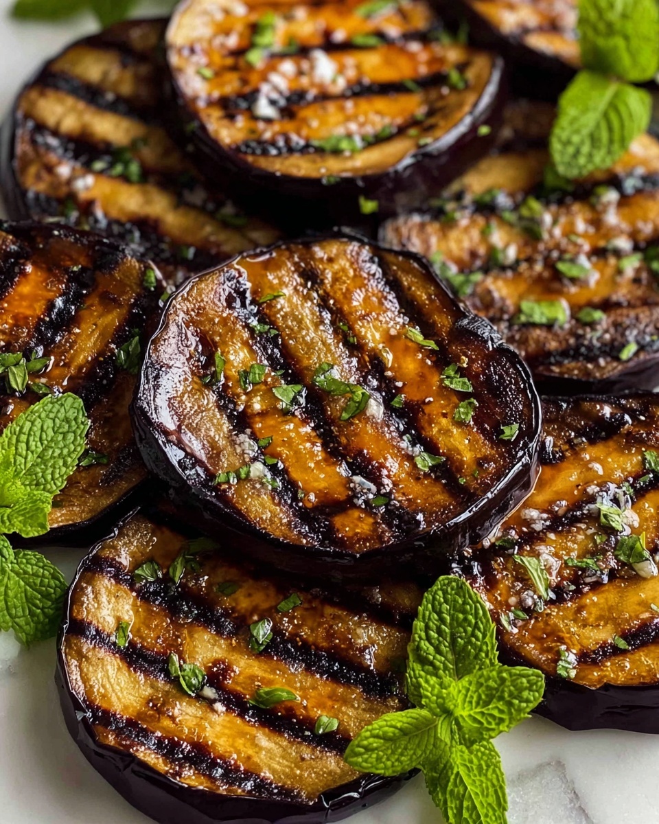 Grilled Eggplant with Garlic Vinaigrette and Fresh Mint Recipe - Recipe Image