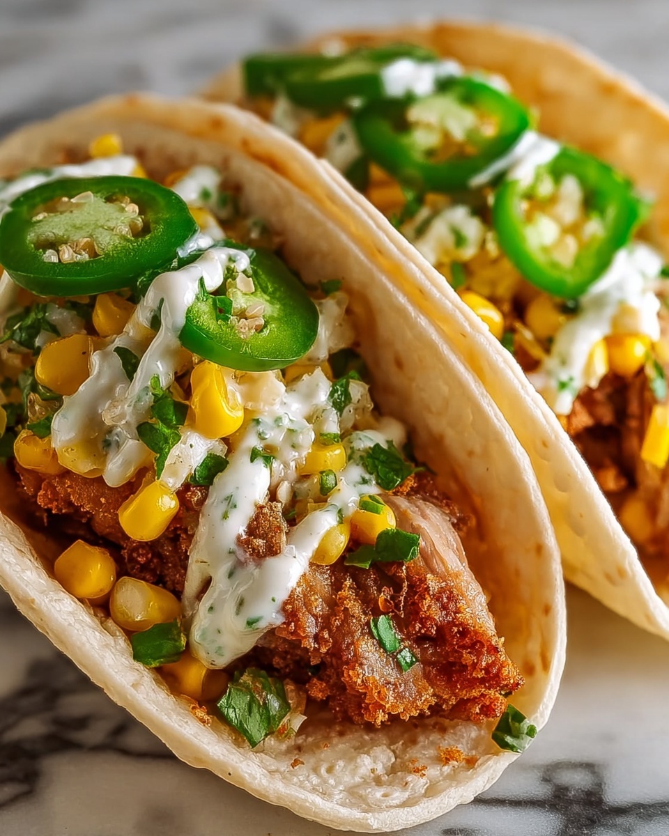 Fried Chicken Street Corn Tacos Recipe - Recipe Image