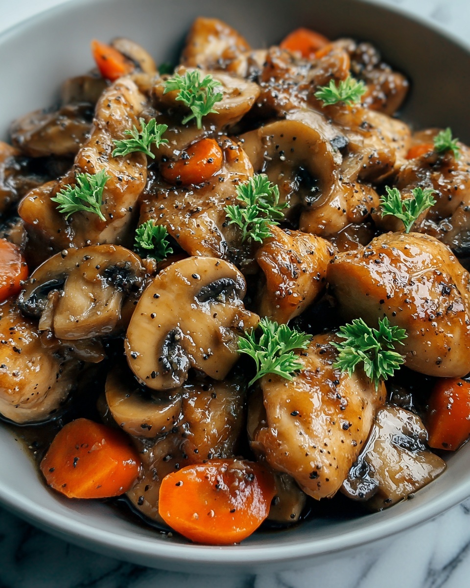 Black Pepper Chicken with Mushrooms Recipe - Recipe Image