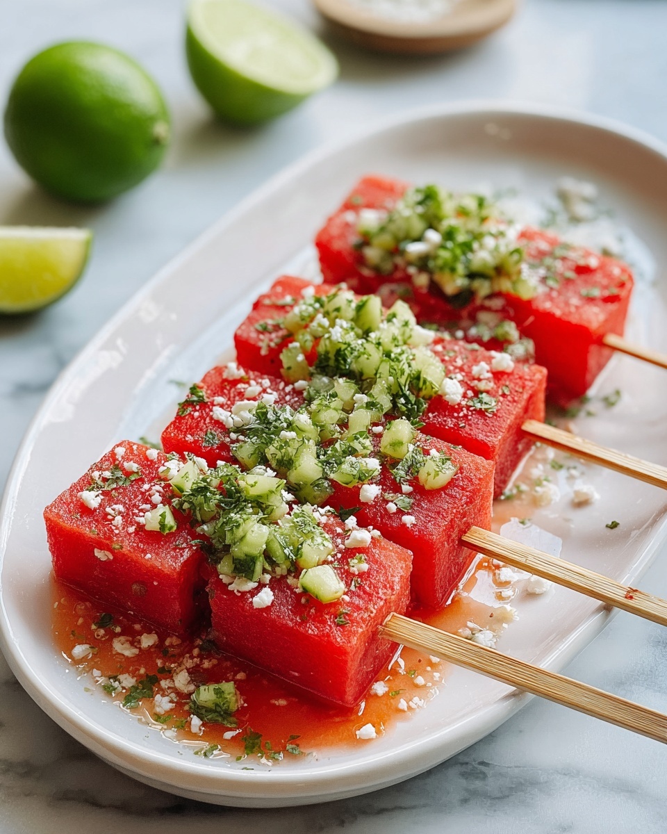 Watermelon Feta Tajín Skewers Recipe - Recipe Image