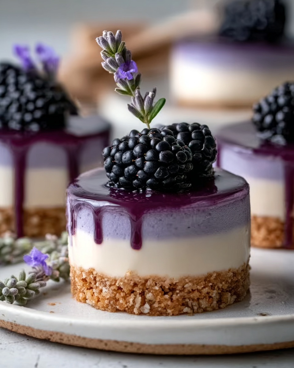 Mini Blackberry Lavender Cheesecakes Recipe - Recipe Image