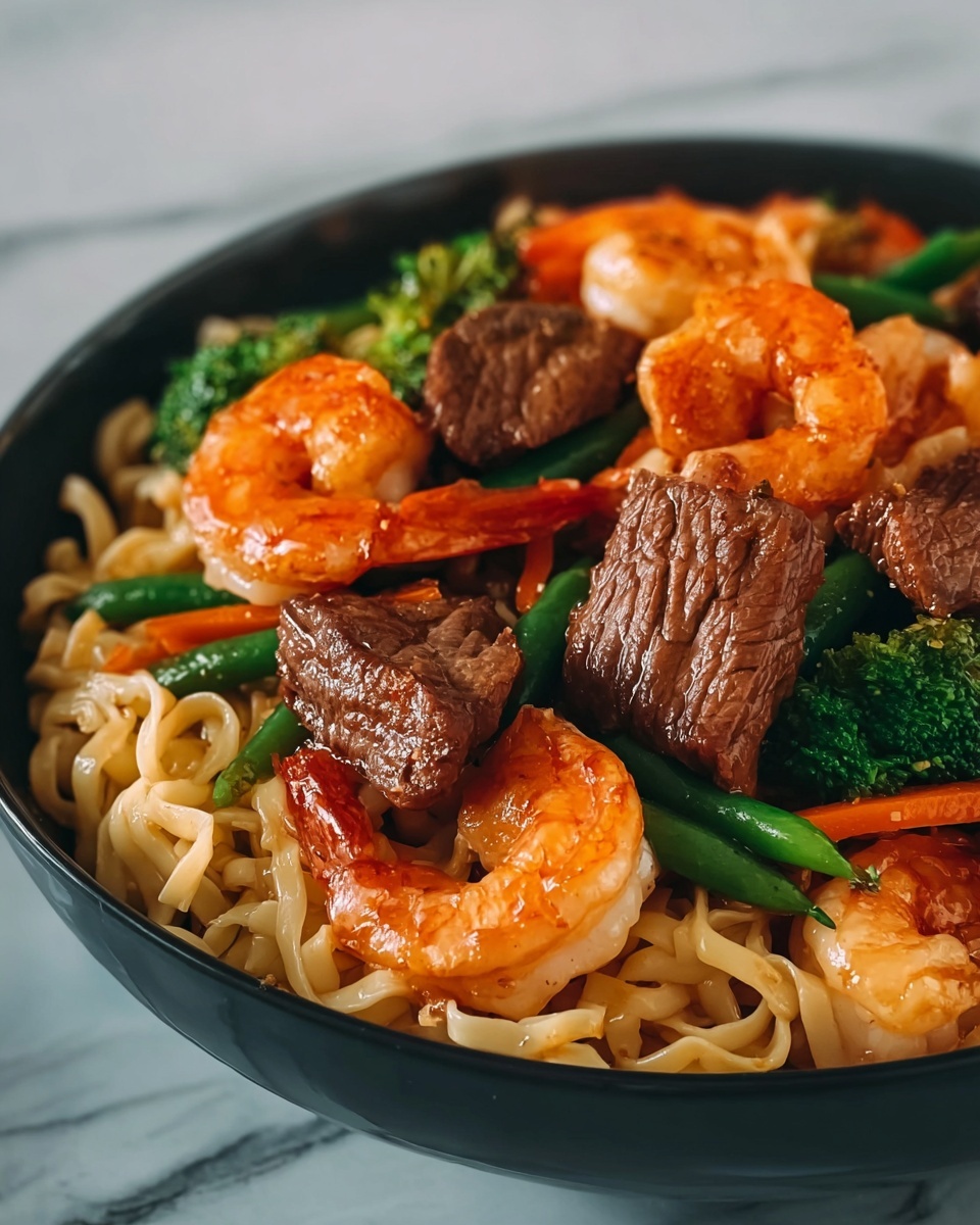 Steak & Shrimp Stir-Fried Noodles Recipe - Recipe Image