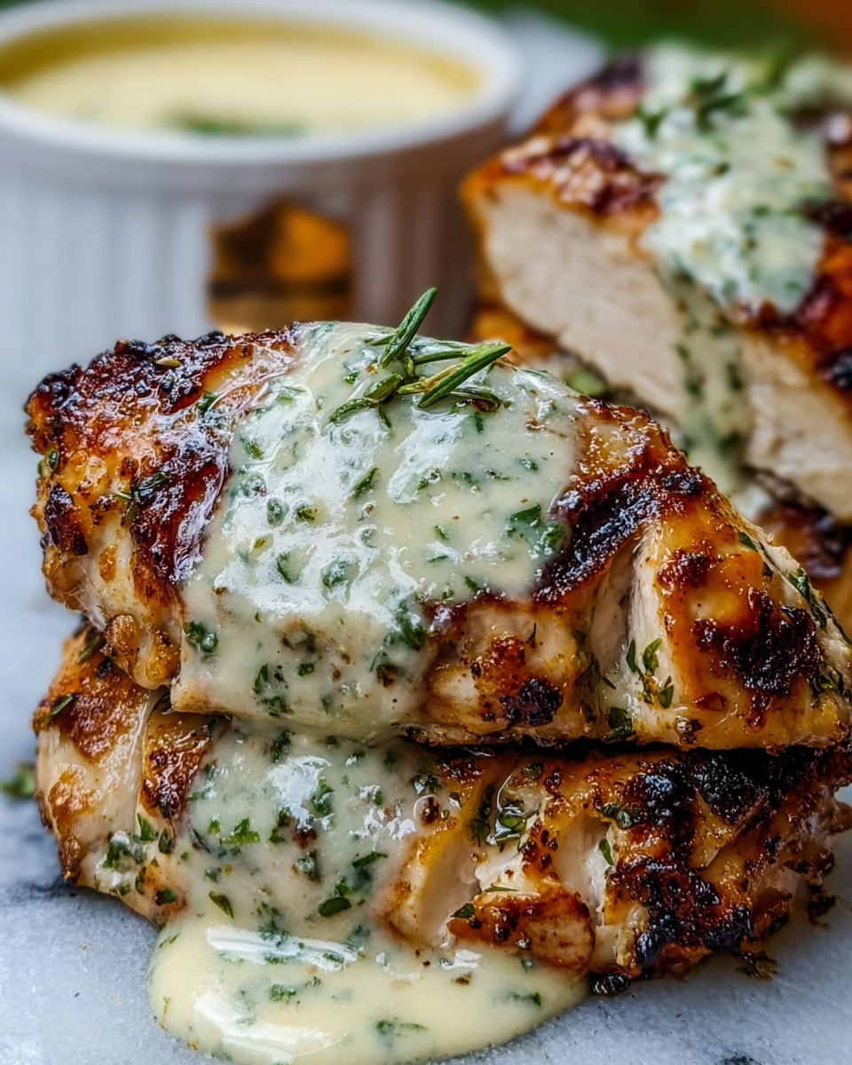 Grilled Stuffed Chicken with Cream Sauce Recipe - Recipe Image