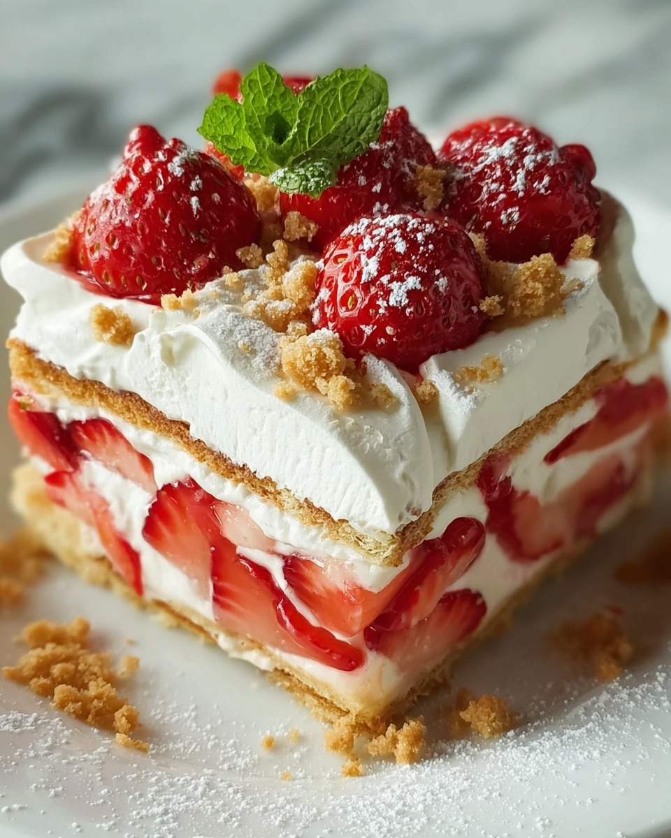 No Bake Strawberry Cheesecake Lasagna Recipe - Recipe Image