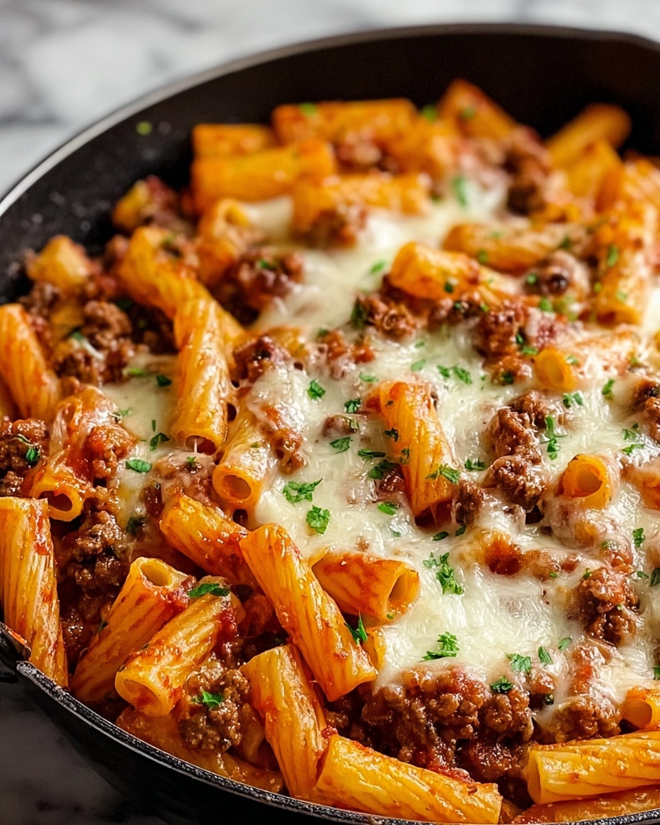 Cheesy Ground Beef Pasta Skillet Recipe - Recipe Image