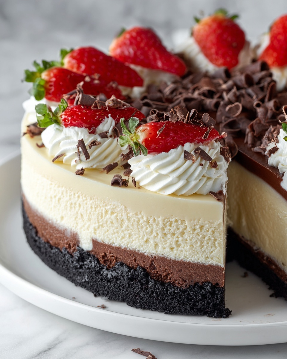 Vanilla Cheesecake with Chocolate Crust and Fresh Fruit Topping Recipe - Recipe Image