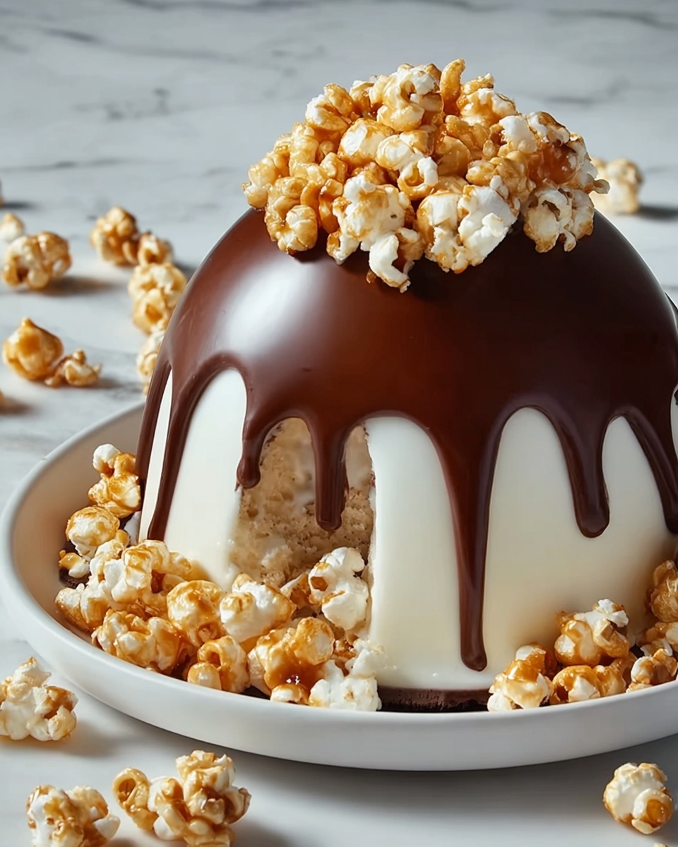 Caramel Popcorn Chocolate Dome Recipe - Recipe Image
