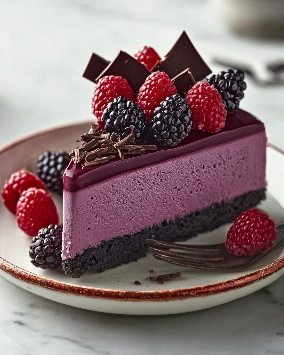 Dark Chocolate Blackberry Cheesecake Recipe - Recipe Image