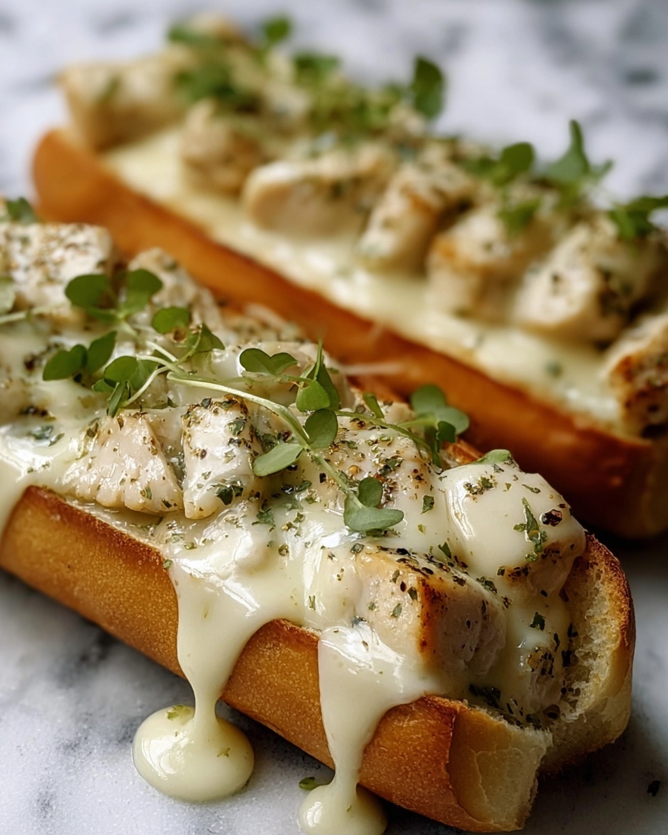 Chicken Alfredo Stuffed Garlic Bread Subs Recipe - Recipe Image