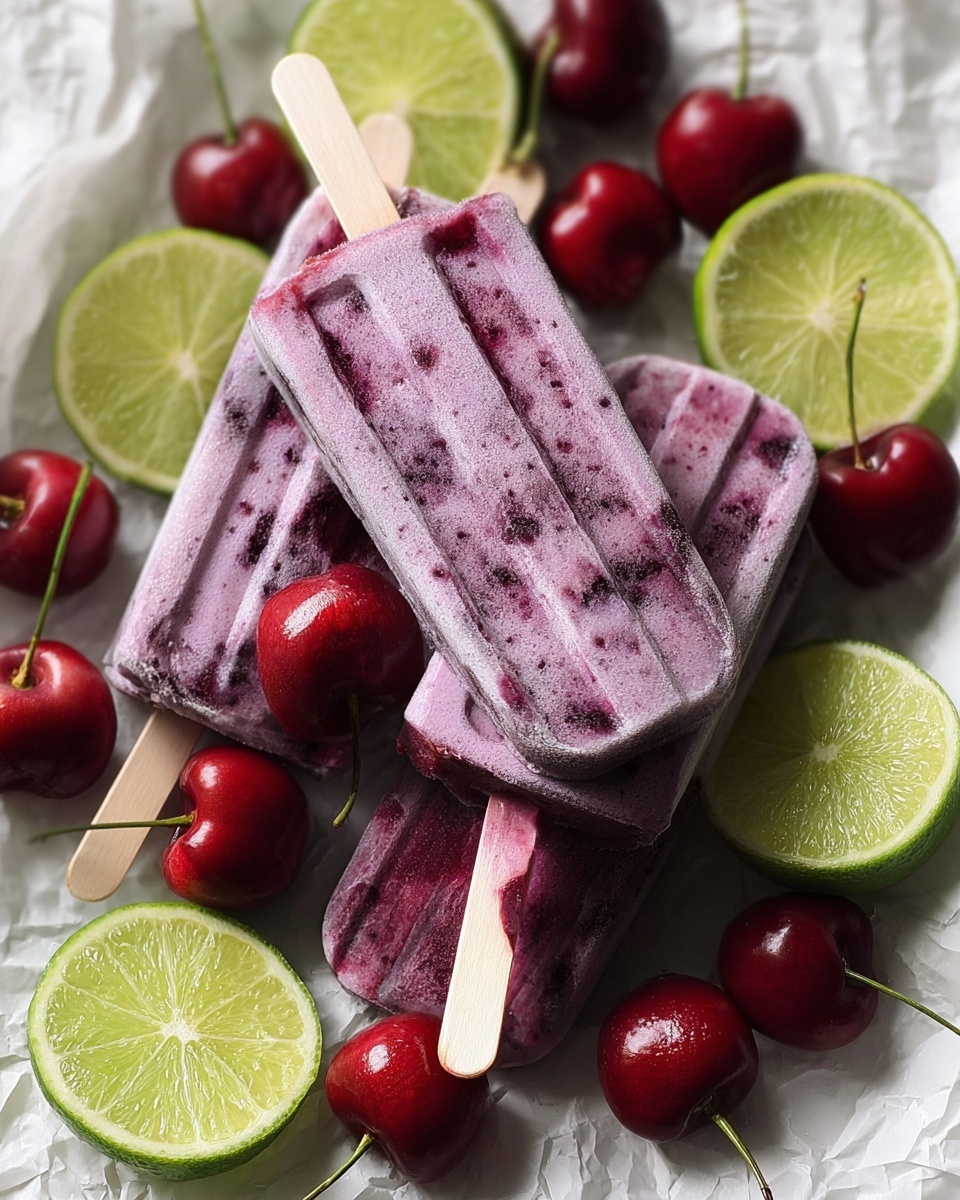 Cherry Lime Ice Pops Recipe - Recipe Image