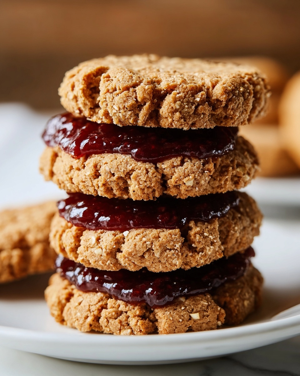 Healthy Flourless Peanut Butter & Jelly Cookie Sandwiches Recipe - Recipe Image