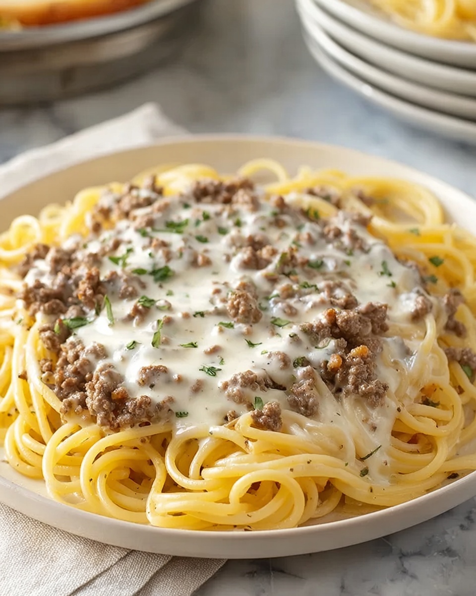 Creamy Ground Beef Alfredo Pasta Recipe - Recipe Image