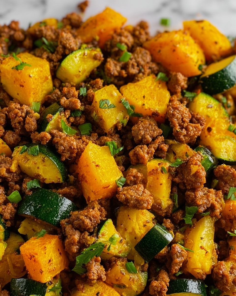 Ground Beef Skillet with Sweet Potatoes and Zucchini Recipe - Recipe Image