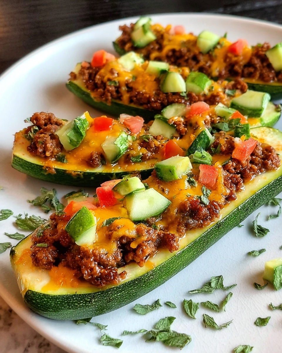 Ground Turkey Taco Stuffed Zucchini Boats Recipe - Recipe Image
