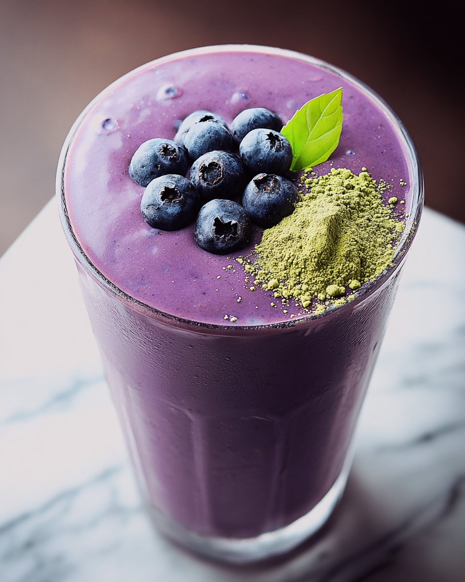 Wild Blueberry Vanilla Matcha Smoothie Recipe - Recipe Image