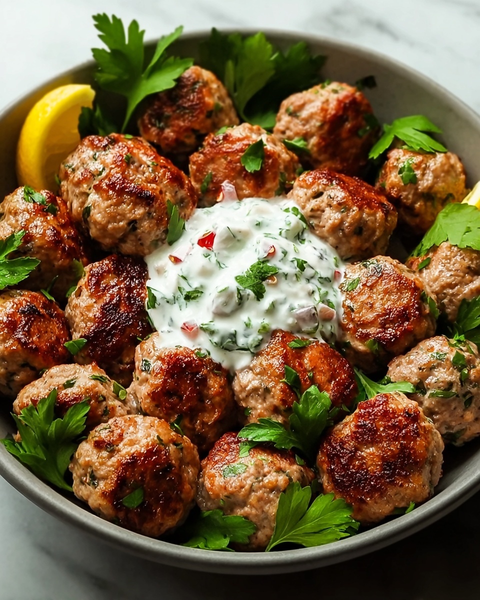 Greek Chicken Meatballs with Homemade Tzatziki Recipe - Recipe Image