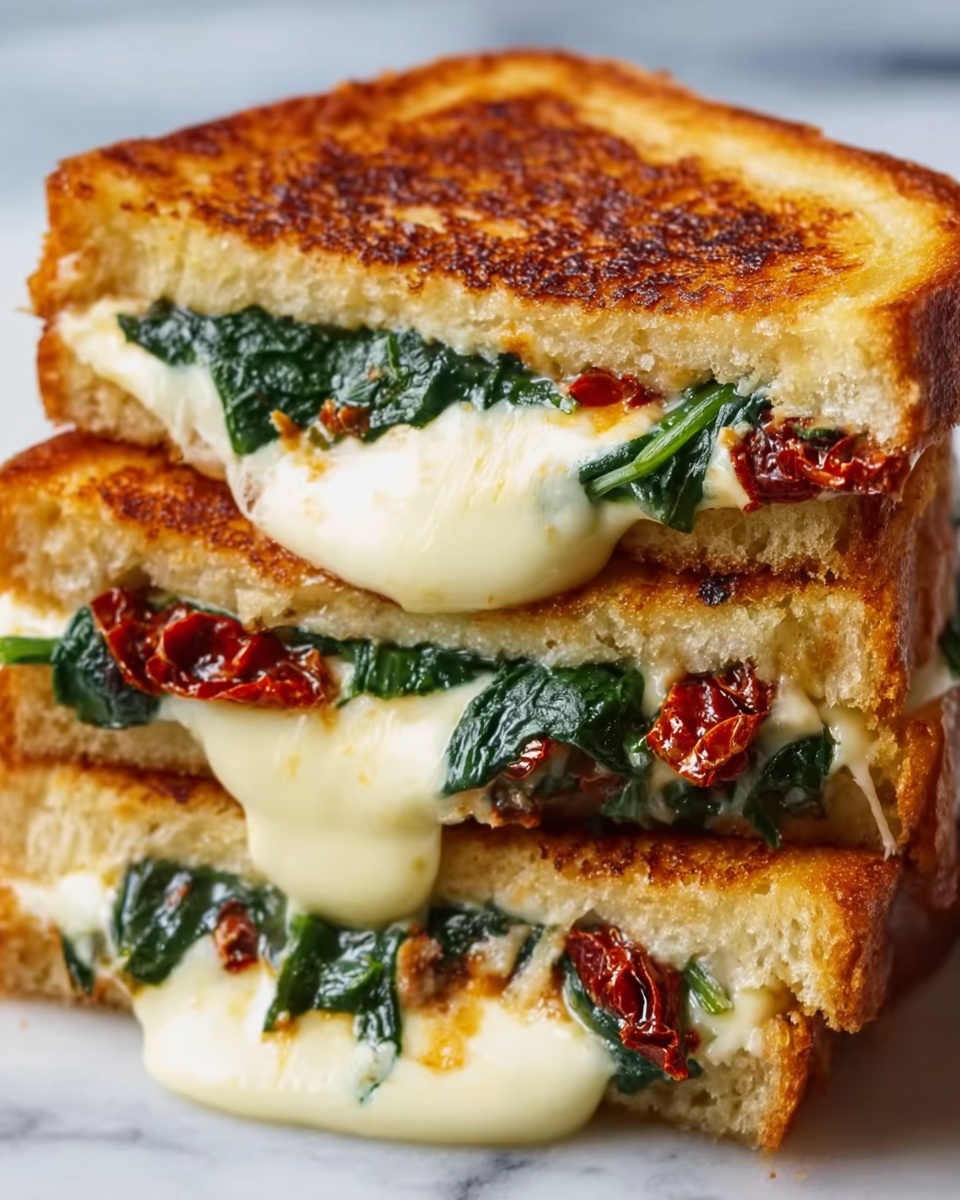 Sun-Dried Tomato, Spinach, and Ricotta Grilled Cheese Recipe - Recipe Image
