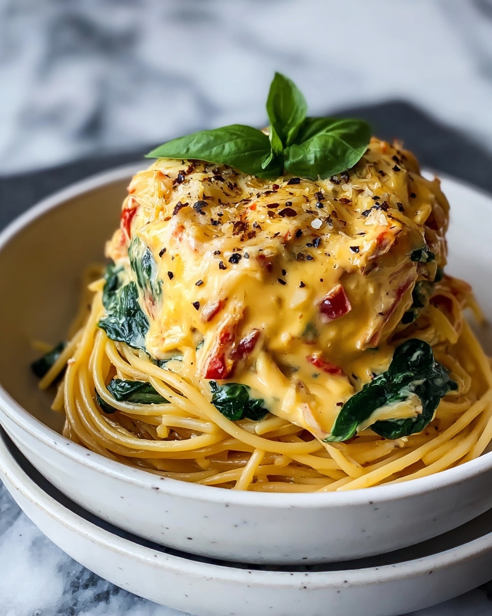 Spaghetti & Spinach with Sun-Dried Tomato Cream Sauce Recipe - Recipe Image