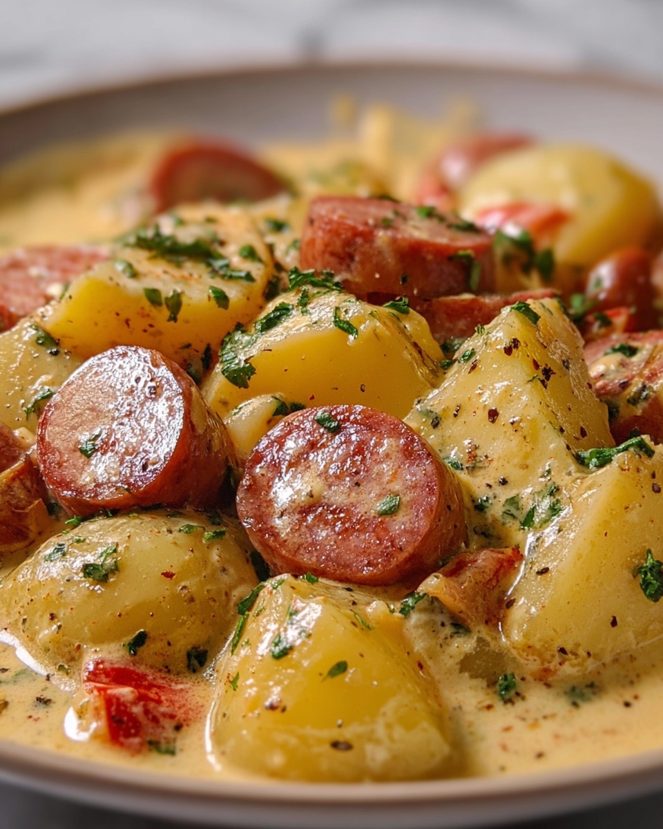 Creamy Smoked Sausage & Potato Crockpot Dinner Recipe - Recipe Image
