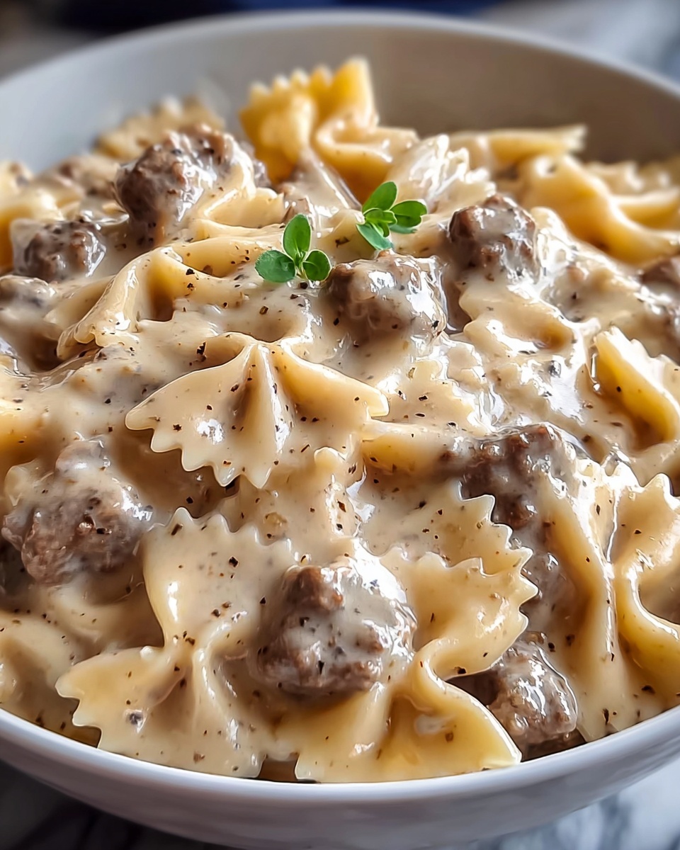 Creamy Beef and Bowtie Pasta Recipe - Recipe Image