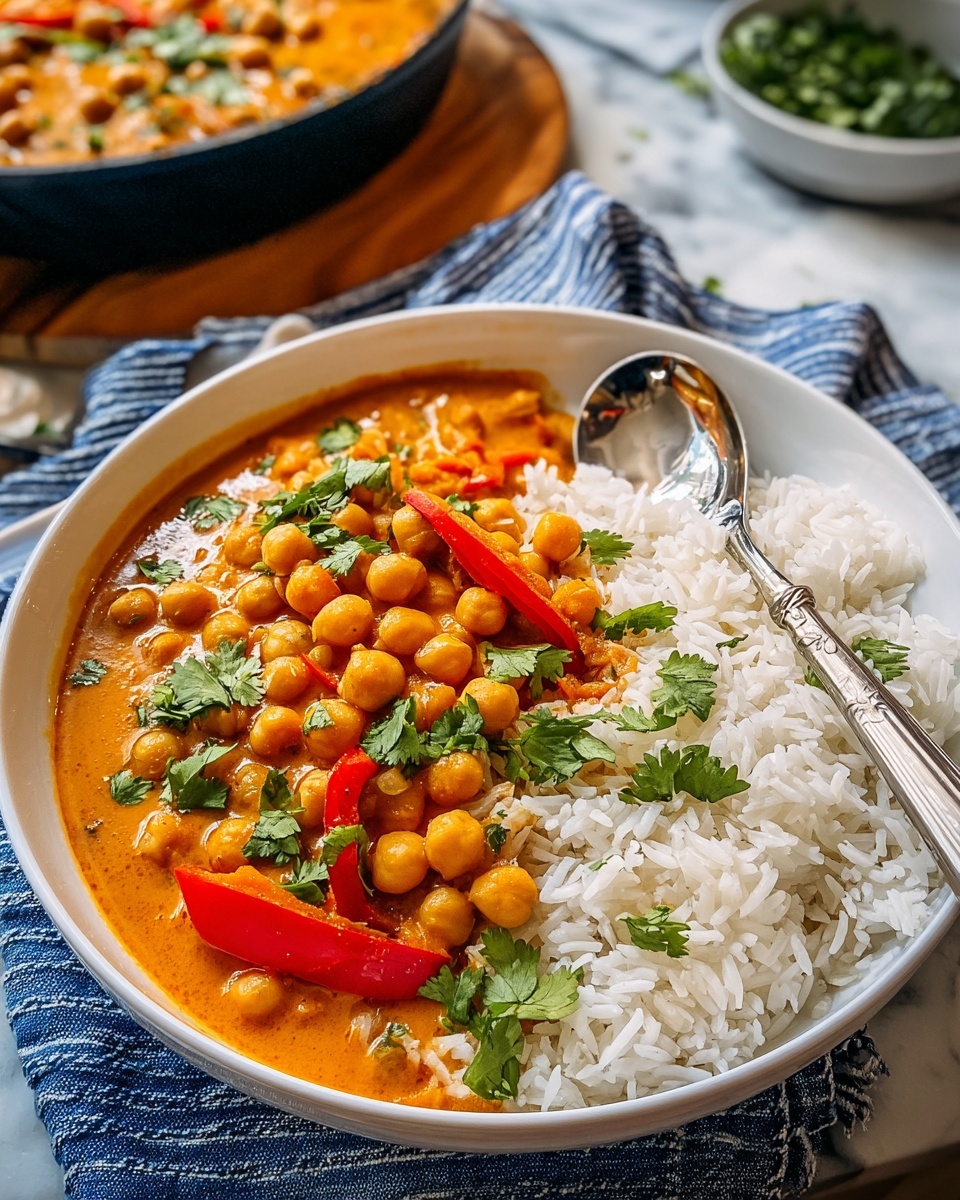Creamy Vegetarian Chickpea Curry with Spinach Recipe - Recipe Image