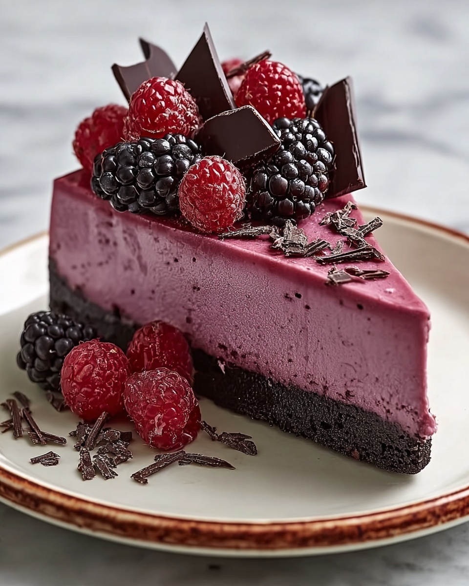 Dark Chocolate Blackberry Cheesecake Recipe - Recipe Image