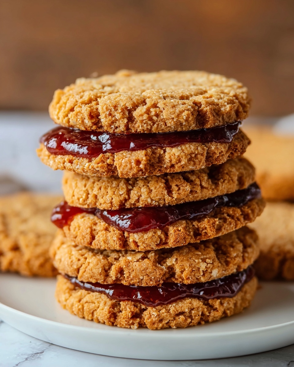 Healthy Flourless Peanut Butter & Jelly Cookie Sandwiches Recipe - Recipe Image