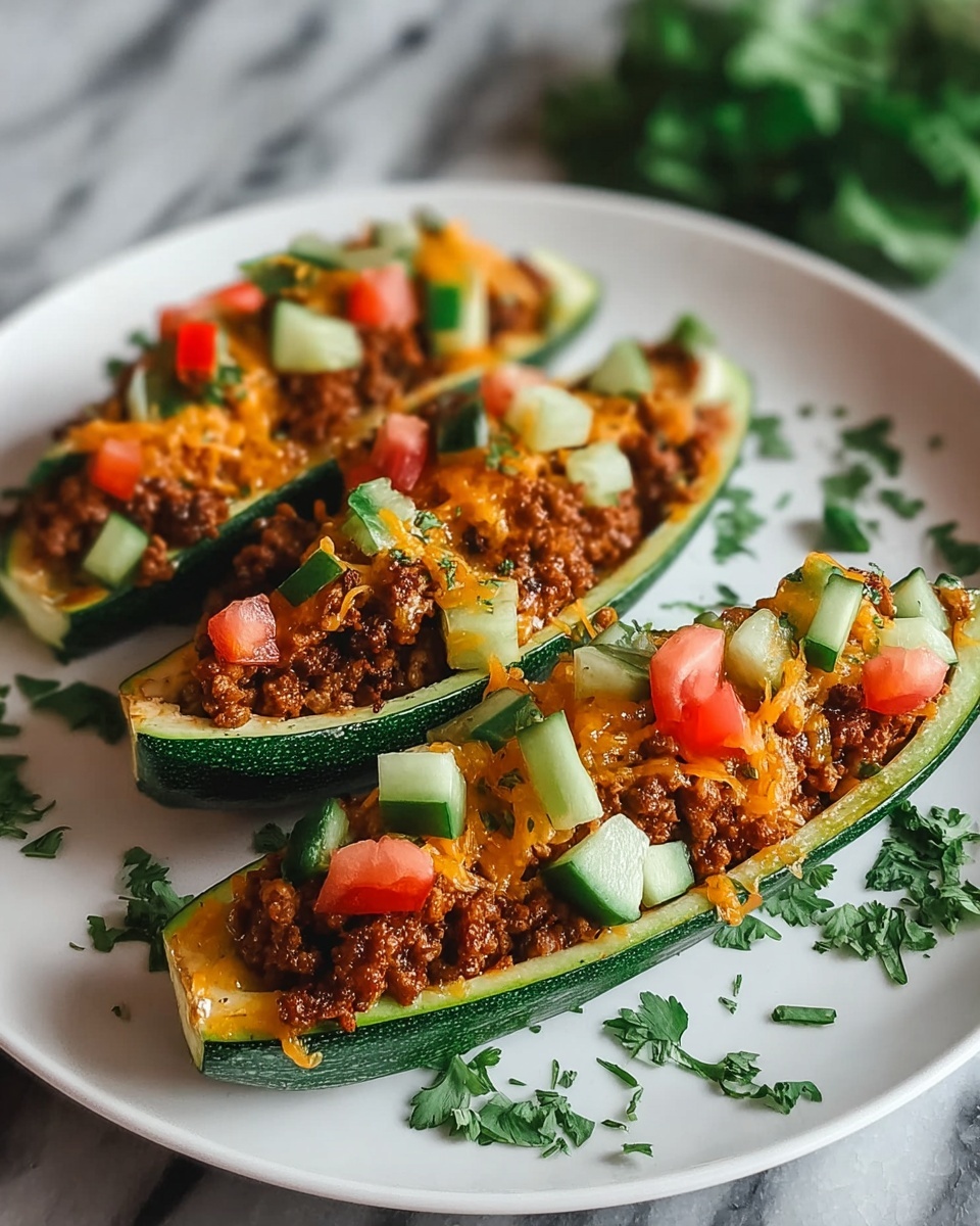 Ground Turkey Taco Stuffed Zucchini Boats Recipe - Recipe Image