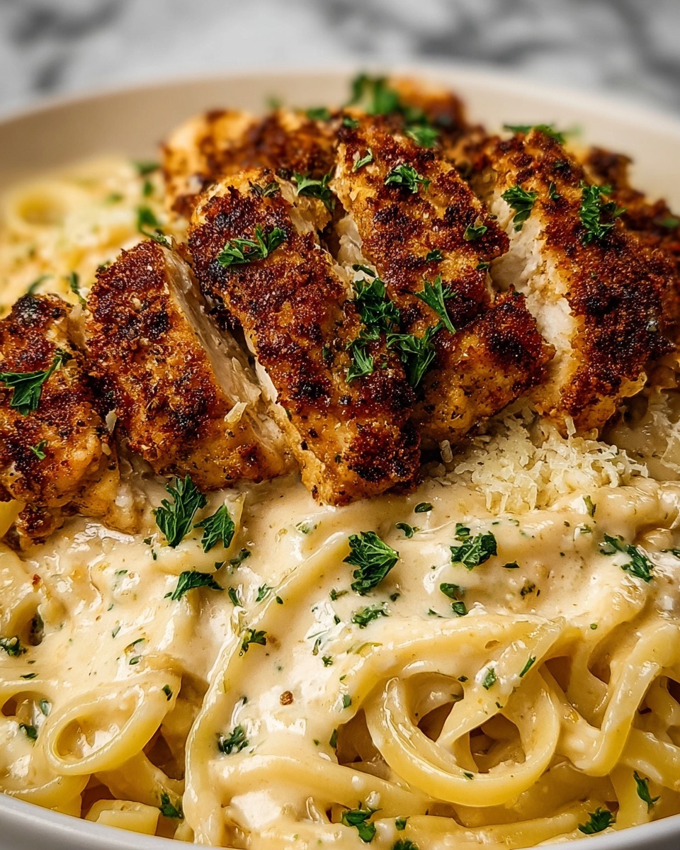 Lemon Garlic Butter Chicken with Creamy Parmesan Linguine Recipe - Recipe Image
