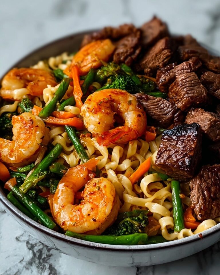 Steak & Shrimp Stir-Fried Noodles Recipe