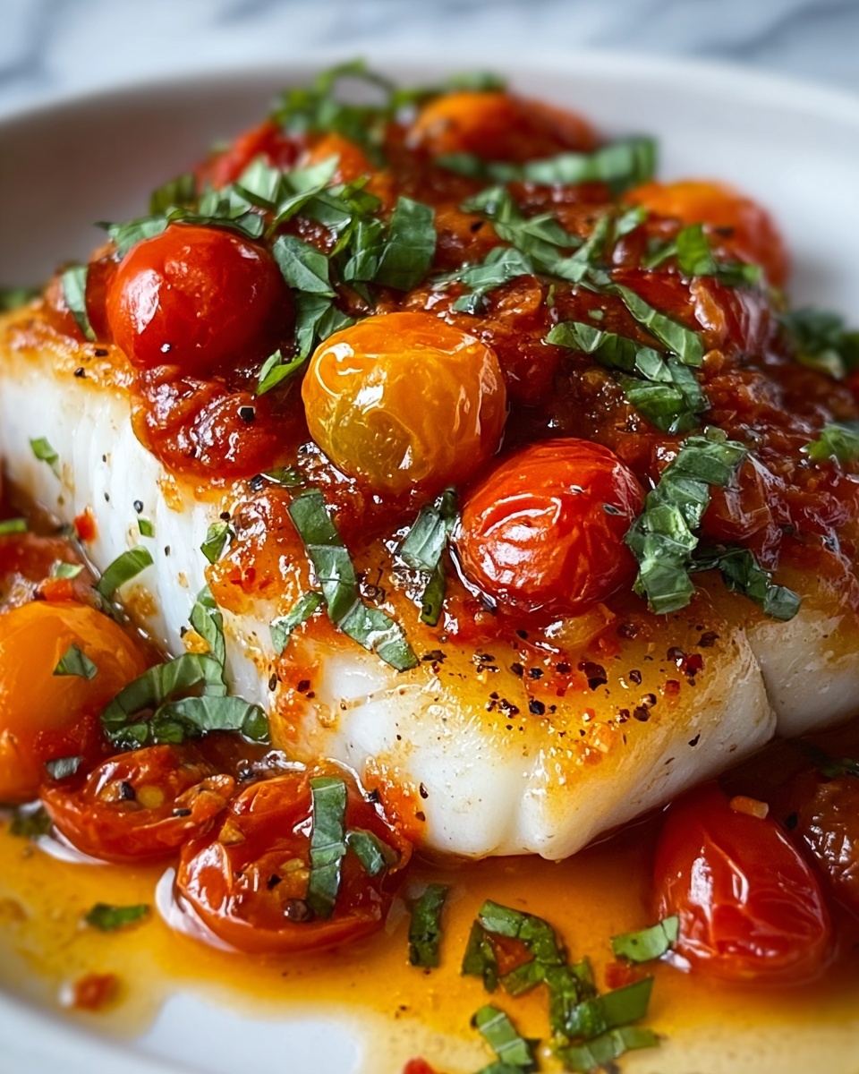 Pan-Seared Mediterranean Cod in Tomato Basil Sauce Recipe - Recipe Image