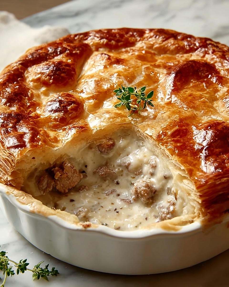Creamy Sausage Pie with Flaky Puff Pastry Recipe - Recipe Image