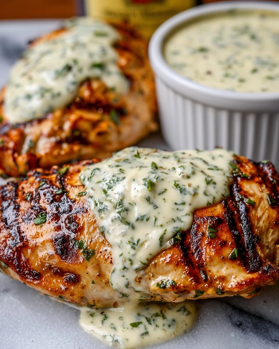 Grilled Stuffed Chicken with Cream Sauce Recipe - Recipe Image
