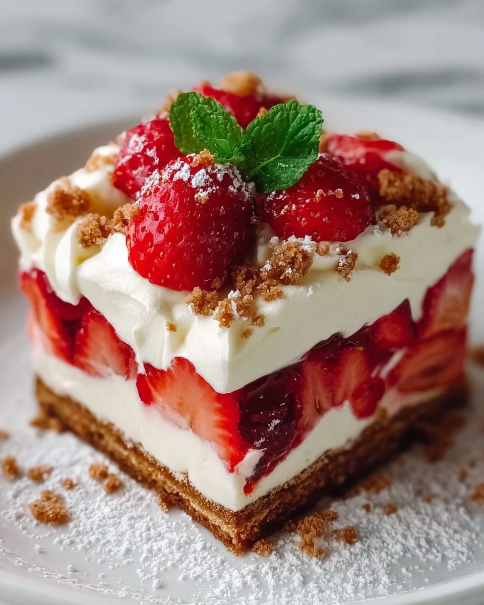 No Bake Strawberry Cheesecake Lasagna Recipe - Recipe Image