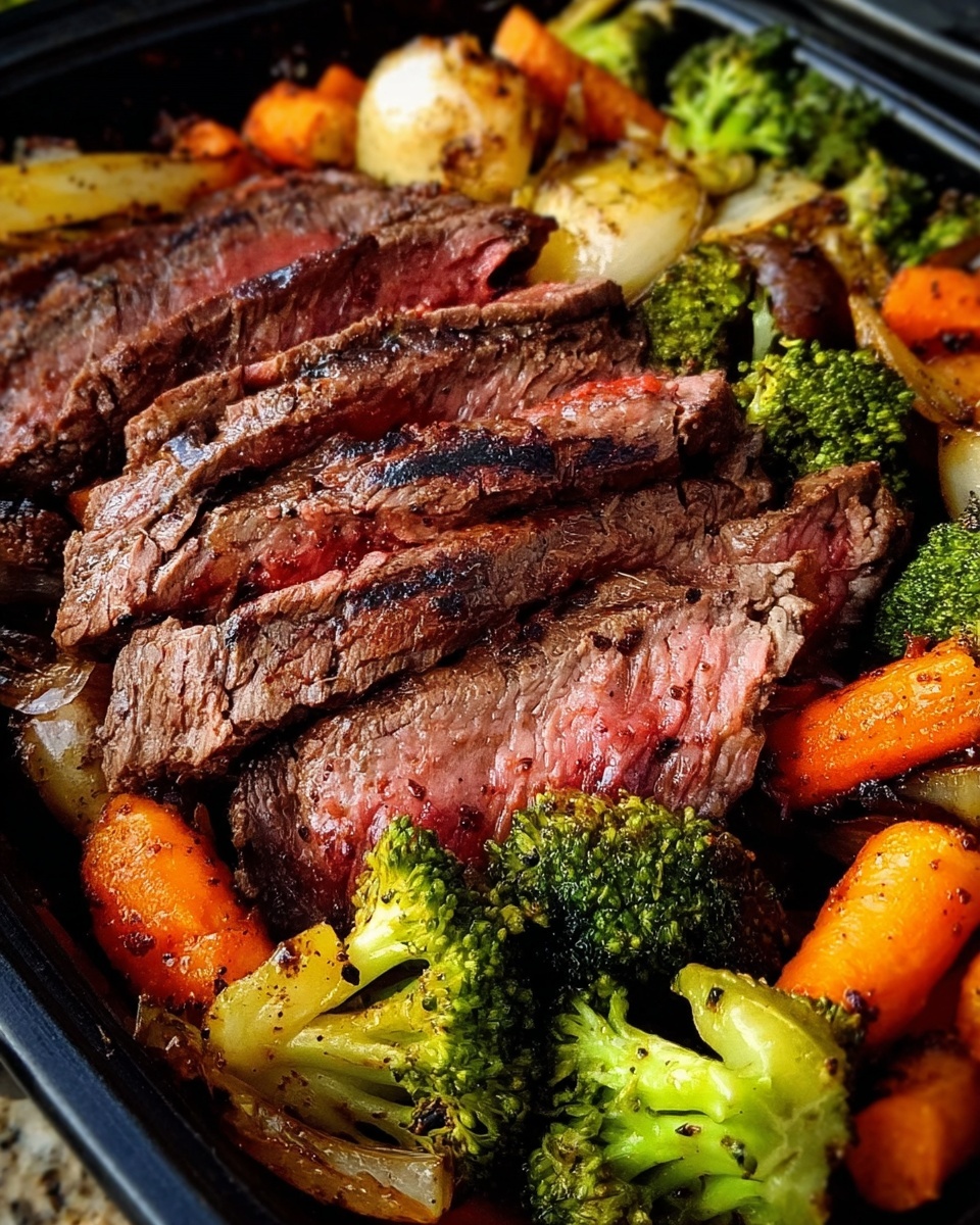 One Pan Balsamic Steak and Veggies Recipe - Recipe Image