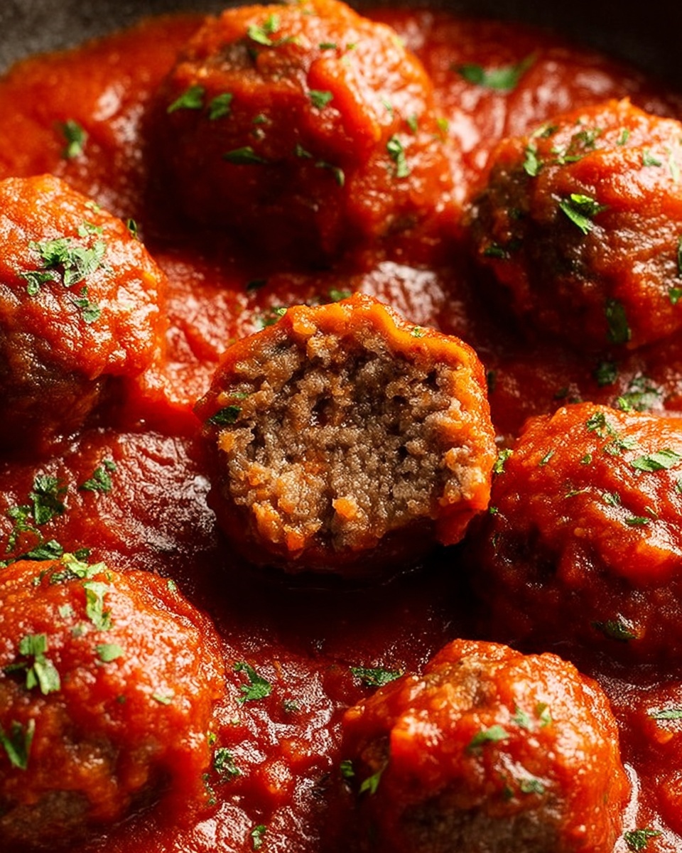 Ground Beef Meatballs in Rich Tomato Sauce Recipe - Recipe Image