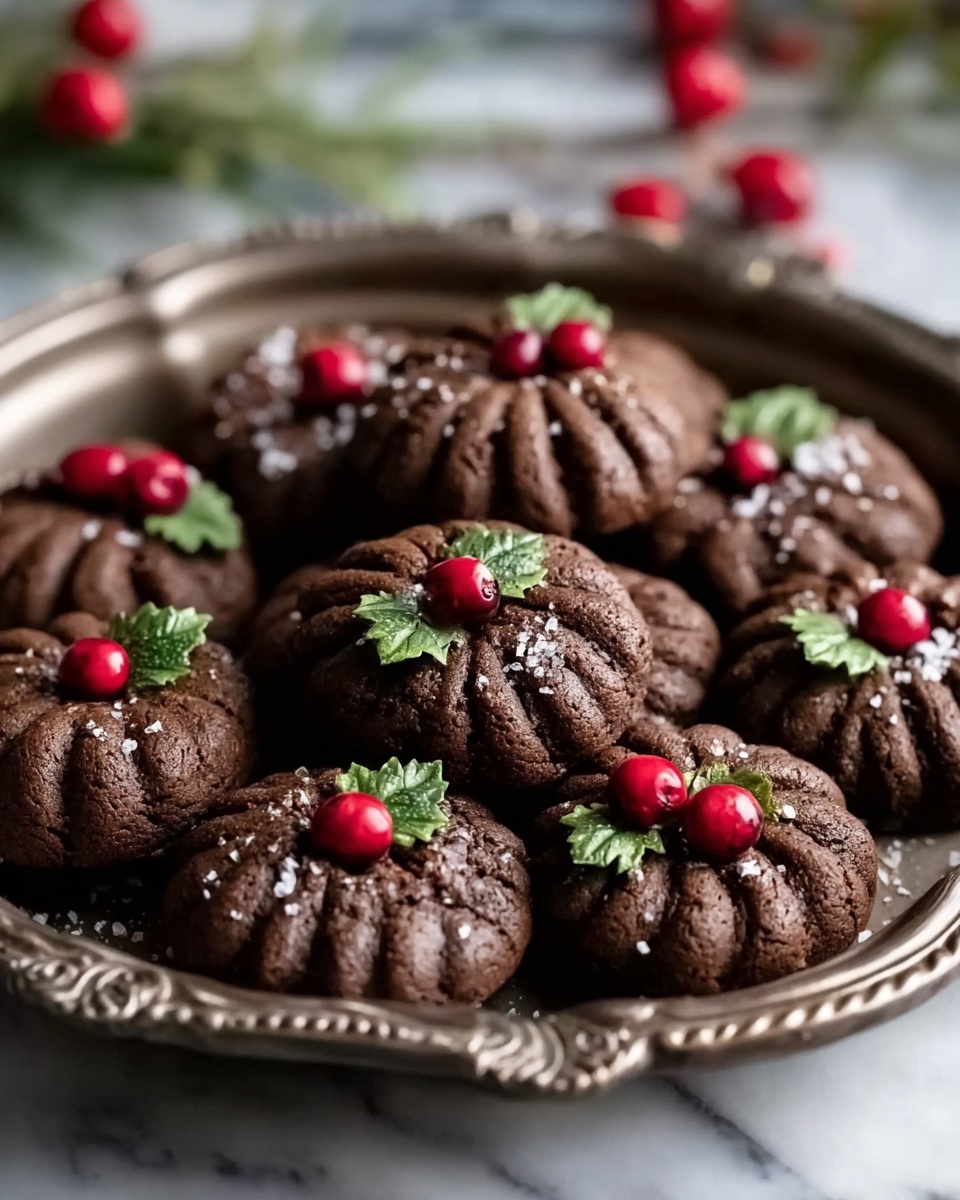 Piped Chocolate Butter Cookies with Maraschino Cherries and Sprinkles Recipe - Recipe Image