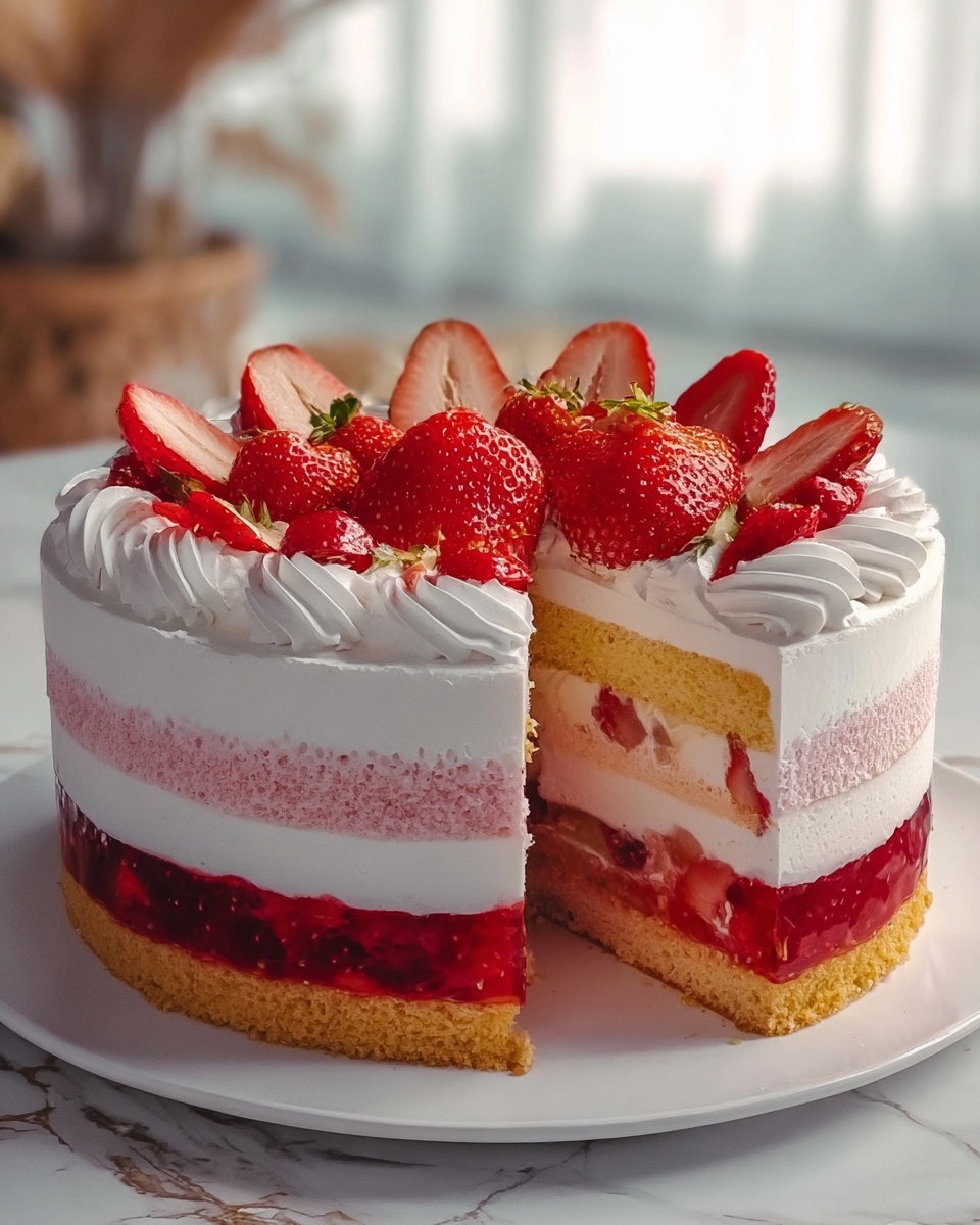 Vanilla Strawberry Ombre Cake Recipe - Recipe Image