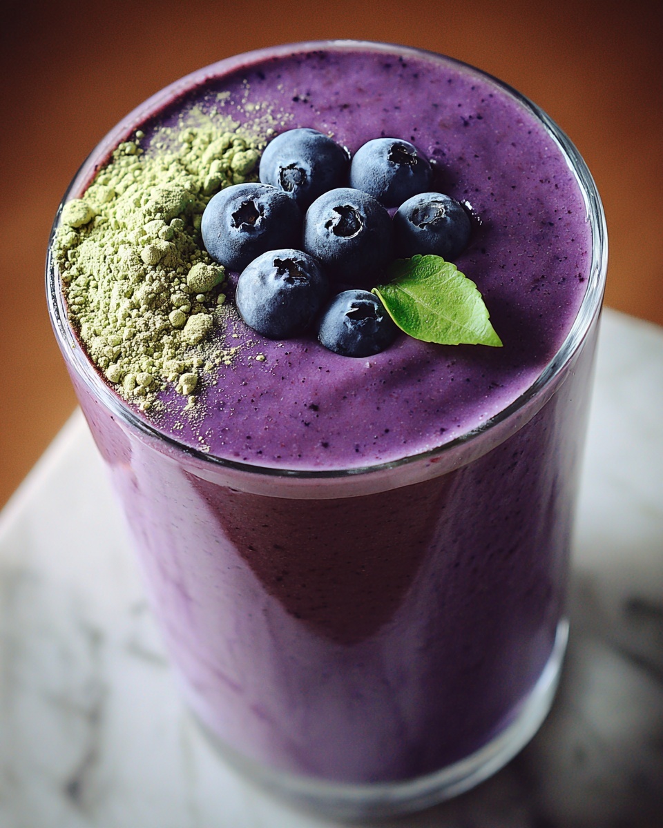 Wild Blueberry Vanilla Matcha Smoothie Recipe - Recipe Image
