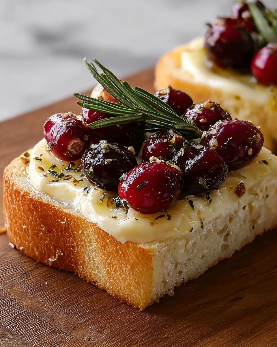 Crispy Crostini with Balsamic Roasted Cranberries and Creamy Brie Recipe - Recipe Image