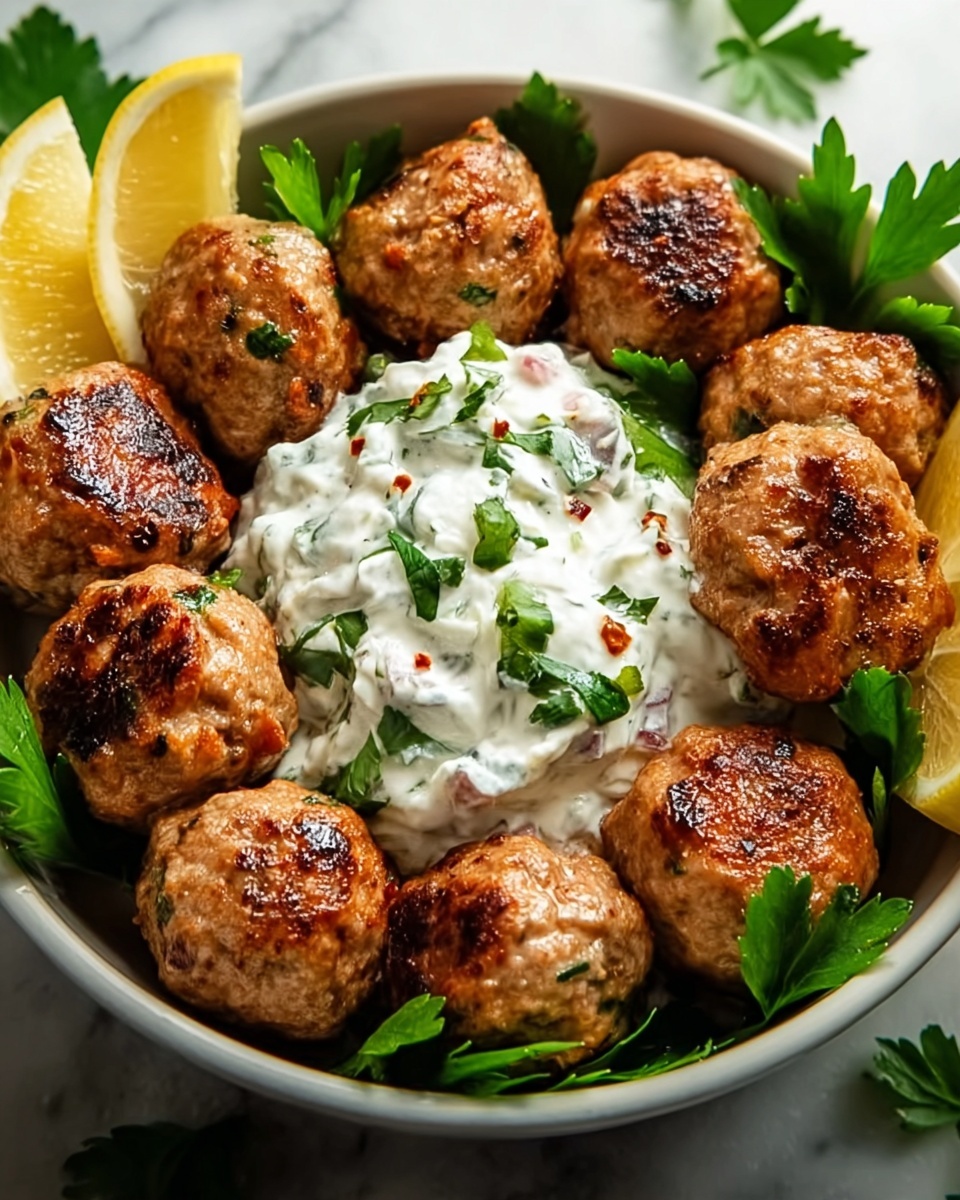 Greek Chicken Meatballs with Homemade Tzatziki Recipe - Recipe Image
