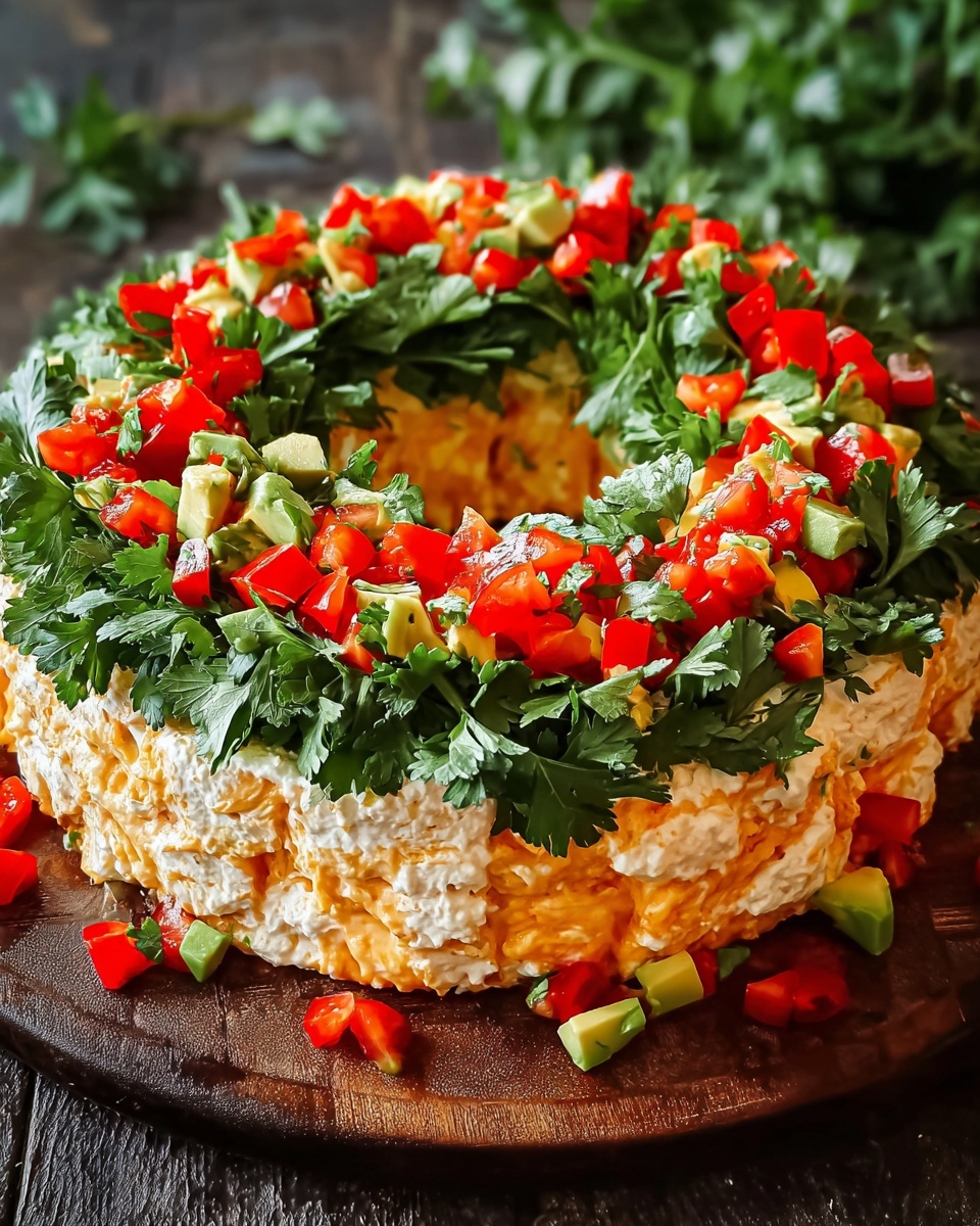 Christmas Taco Cheese Ball Wreath Recipe - Recipe Image